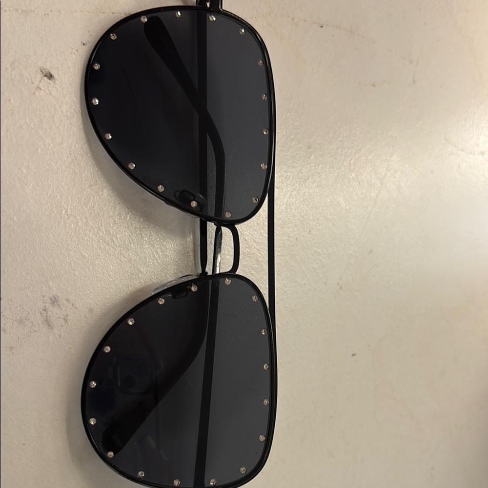 Studded Black Aviator Sunglasses